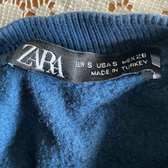 Zara Graphic Design Positive Vibe Crewneck Sweatshirt Size Small - Picture 6 of 9